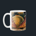 Caneca De Café Carro Voador de Cidade Futurística Ficção Ciência<br><div class="desc">Ilustração Vintage viagem e imagem de ficção científica de transportes apresentando um clássico quadrinho retrô sci fi urbano com uma cidade do futuro. Os prédios arquitetônicos têm a forma de cones e veículos voam no céu como pássaros enquanto multidões de pessoas estão se movendo através da metrópole.</div>