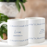 Caneca De Café Carroçaria Whimsical Festa de casamento azul franc<br><div class="desc">Presente festa de casamento para personalizar para seu padrinho de casamento, melhor homem, pais ou qualquer pessoa na sua festa noiva. Você também pode adicionar o nome da noiva e do noivo e a data do casamento. Simples design de rabiscos brancos modernos com corações amorosos. Você também é bem-vindo para...</div>