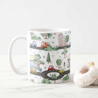 Caneca De Café Carros bonitos na cidade padrão para meninos peque
