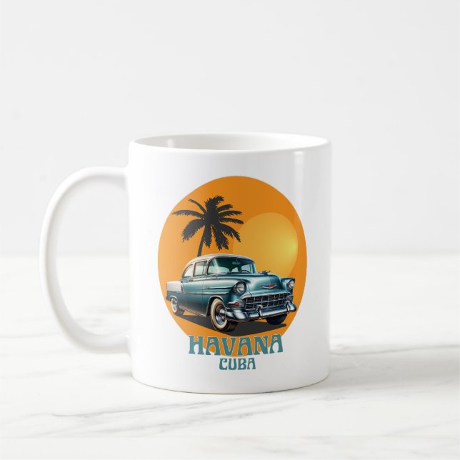 Caneca De Café Carros Clássicos de Havana Cuba (Esquerda)