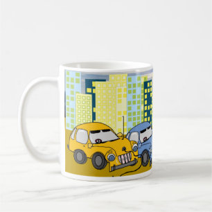 Caneca De Café Carros Híbridos Plug In de Desenho Animado