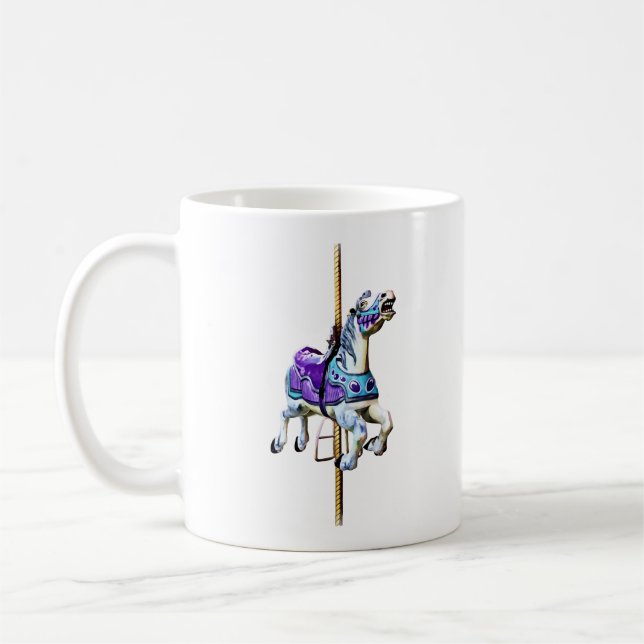 Caneca De Café Carrossel Cavalo Vestido em Lavanda e Azul (Esquerda)