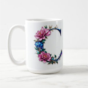 Caneca De Café Carta C Mug de café - Design floral para doação