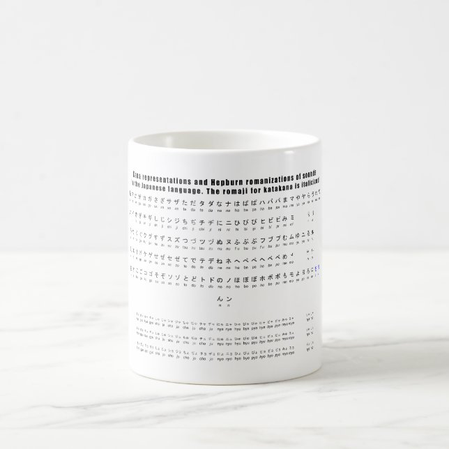 Caneca De Café Carta da língua japonesa de Kana Hepburn Romaji (Centro)