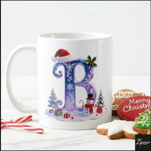 Caneca De Café Carta de Natal Iridescente B com Boneco de Neve