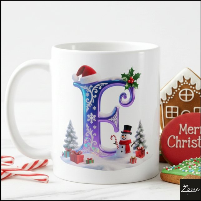 Caneca De Café Carta de Natal Iridescente E com Boneco de Neve (Criador carregado)