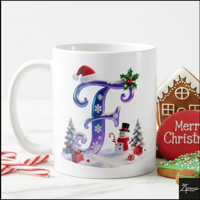 Caneca De Café Carta de Natal Iridescente F com Boneco de Neve (Criador carregado)