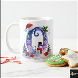 Caneca De Café Carta de Natal Iridescente O com Boneco de Neve