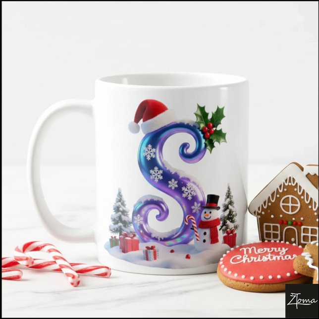 Caneca De Café Carta de Natal Iridescente S com Boneco de Neve (Criador carregado)