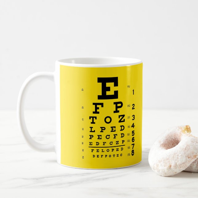 Caneca De Café Carta de olho da oftalmologia do preto do amarelo (Com Donut)