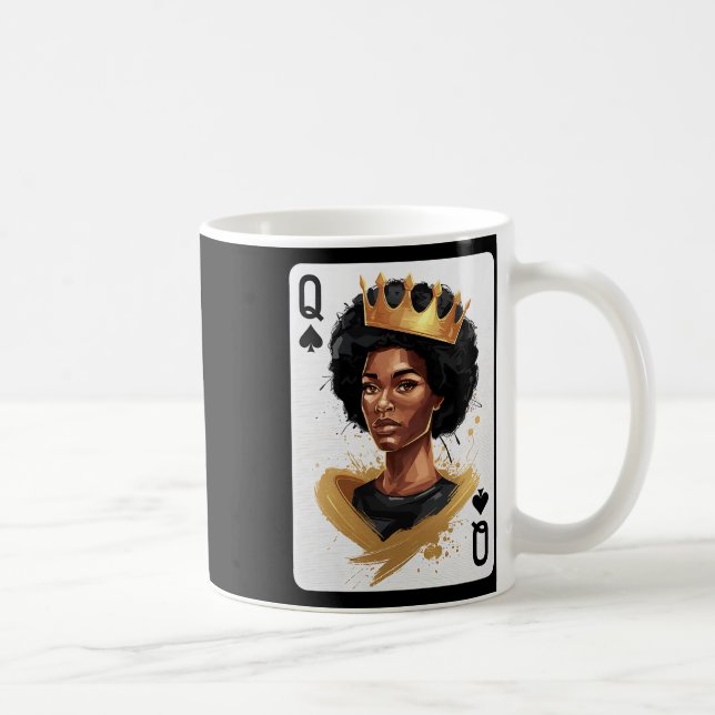 Caneca De Café Carta de Pôquer Rainha de Espadas Afro-Americana H (Direita)