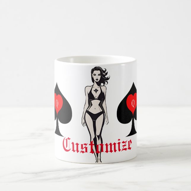 Caneca De Café Carta de Tarot Rainha de Espadas Thunder_Cove (Centro)