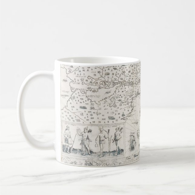 Caneca De Café Carta Francesa Canadá (Québec) por Champlain 1612 (Esquerda)
