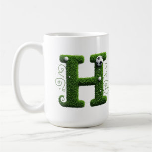 Caneca De Café Carta H de grama verde com bola de futebol