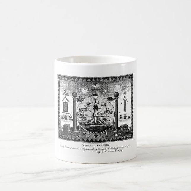 Caneca De Café Carta maçónica dos emblemas desde 1874 (Centro)