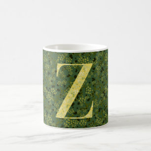 Caneca De Café Carta Z verde-escuro e liberdade amarela