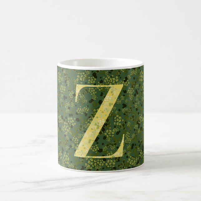 Caneca De Café Carta Z verde-escuro e liberdade amarela (Centro)