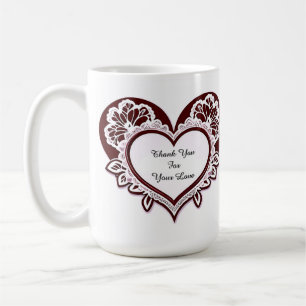 Caneca De Café Cartão Coração Elegante Com Rosas Vermelhas