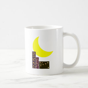 Caneca De Café cartão da lua da cidade da noite