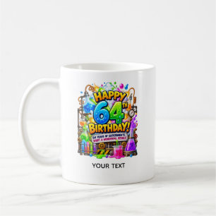 Caneca De Café Cartão de Aniversário de 64 Anos com Experiência C