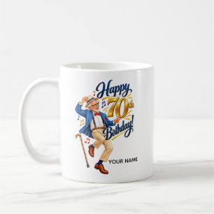 Caneca De Café Cartão de Aniversário de 70 Anos Personalizado e D