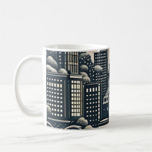 Caneca De Café Cartão de Aniversário de Cidade com Silhueta