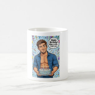 Caneca De Café cartão de aniversário de homem musculoso sarado