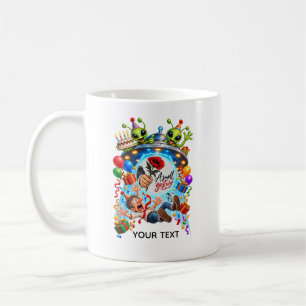 Caneca De Café Cartão de aniversário engraçado de OVNI