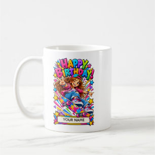 Caneca De Café Cartão de aniversário personalizado de skate para