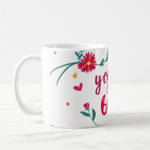 Caneca De Café Cartão de dia de os namorados com coração, flor