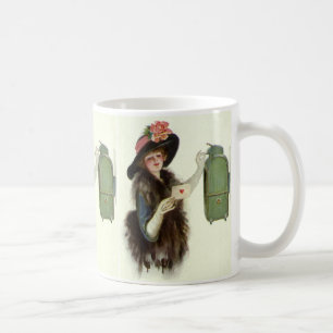 Caneca De Café Cartão de Dia dos Namorados Vitoriano Antigo com M