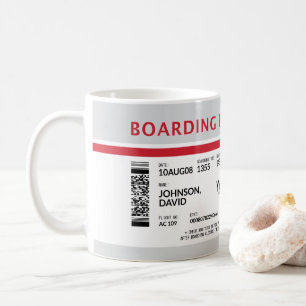 Caneca De Café Cartão de Embarque - Cinza