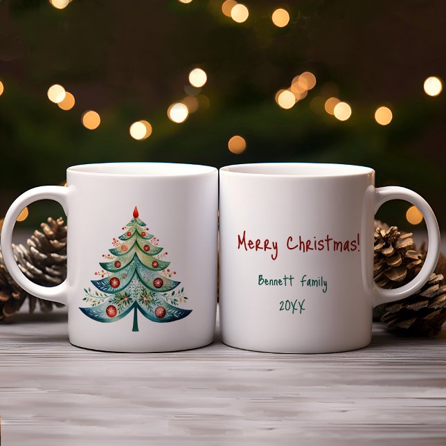 Caneca De Café Cartão de férias da família Feliz Natal (Personalized Christmas mug family gift)