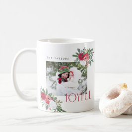 Caneca De Café Cartão de Férias Florais Joyful Negrito