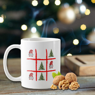 Caneca De Café Cartão de Jogo da Velha do Gnomo Natalino Divertid