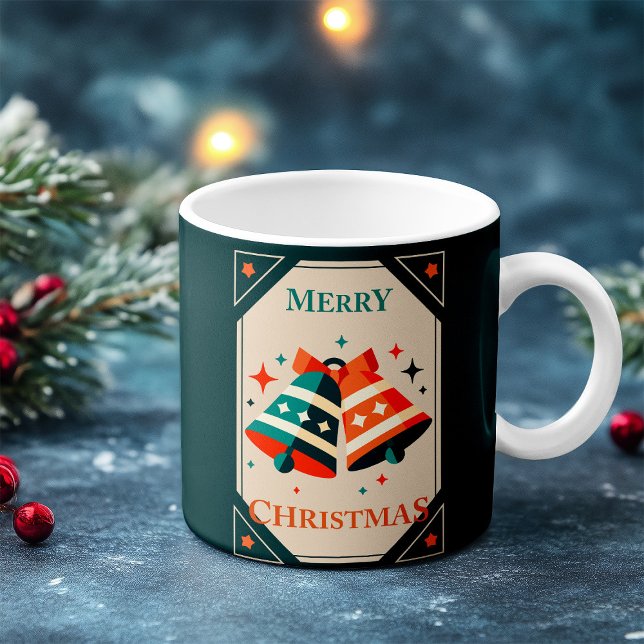 Caneca De Café Cartão de Natal - Balas de Natal e Estrelas (Criador carregado)