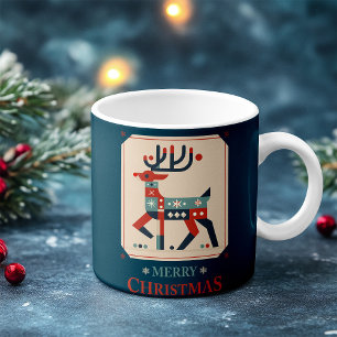 Caneca De Café Cartão de Natal com Ilustração de Rena Design