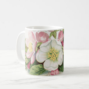 Caneca De Café Cartão de Natal Vintage Retro, Flores de Maçã