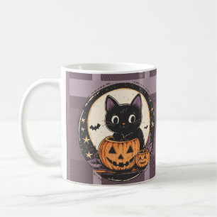 Caneca De Café Cartão de Outono de Gatinho Fofo de Halloween