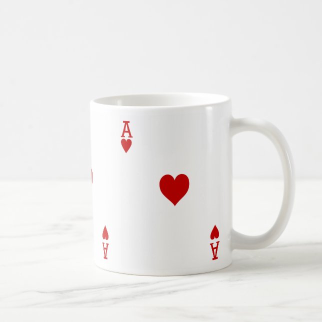 Caneca De Café Cartão de Reprodução de Ás of Hearts (Direita)