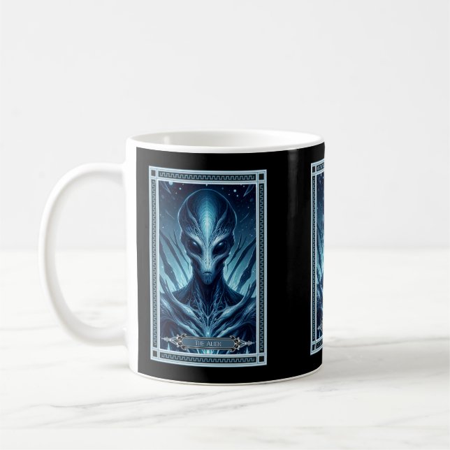 Caneca De Café Cartão de Tarô de Alienígena (Esquerda)