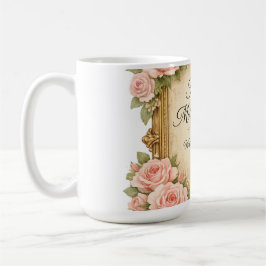 Caneca De Café Cartão do Dia das Mães com Moldura de Rosa Vintage