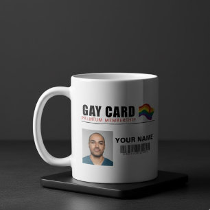 Caneca De Café Cartão Gay Personalizado Membro Premium Identidade
