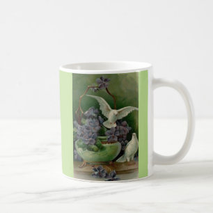 Caneca De Café Cartão-postal Bela Vintage Art Nouveau White Doves