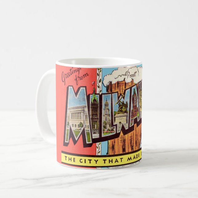 Caneca De Café Cartão postal da cerveja de Milwaukee (Frente Esquerda)