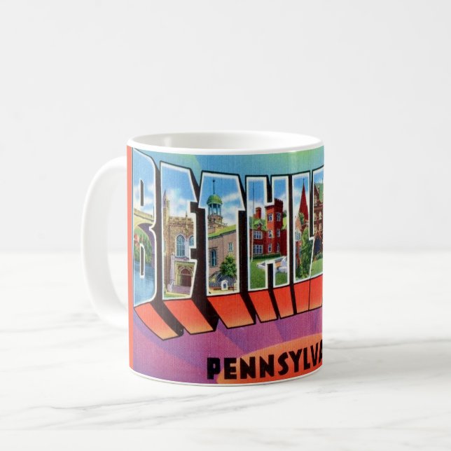 Caneca De Café Cartão postal de Bethlehem PA (Frente Esquerda)