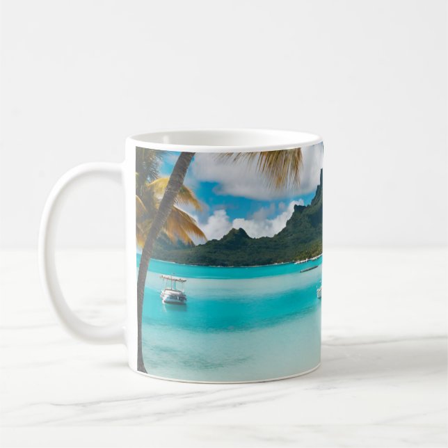 Caneca De Café Cartão Postal de Bora Bora (2) (Esquerda)