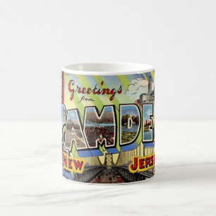 Caneca De Café Cartão-postal de saudação NJ de Camden Retro