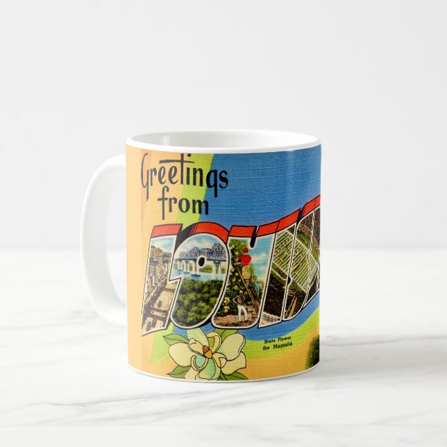 Caneca De Café Cartão-postal de Saudações da Louisiana (Frente Esquerda)