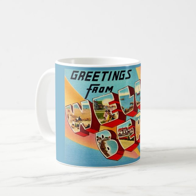 Caneca De Café Cartão postal de Wells Beach ME (Frente Esquerda)